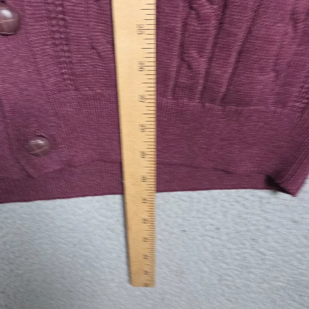 VTG St Johns Bay Sweater Mens Size LT Burgundy 3D Cable Knit Cardigan Grandpa
